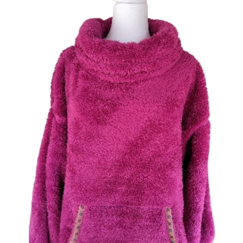 Sundance Sasha Burgundy Fleece Teddy Cowl Neck Pullover Sweater Size Small - Picture 3 of 9